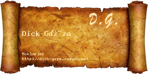 Dick Géza névjegykártya