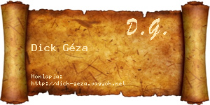Dick Géza névjegykártya